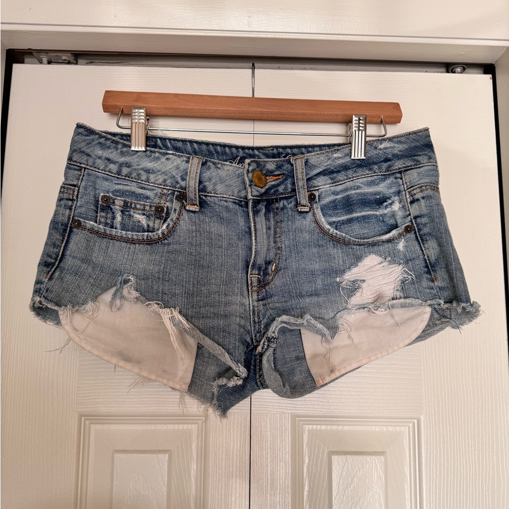 Distressed Vintage Blue American Eagle Shorts